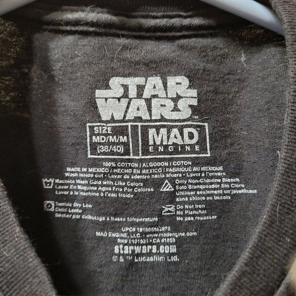 Mandolorian Baby Yoda Star Wars Tee Men's Medium Black Short Sleeve - Picture 2 of 2